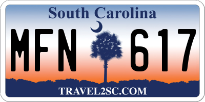 SC license plate MFN617