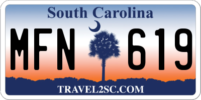 SC license plate MFN619