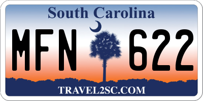 SC license plate MFN622
