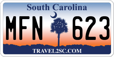SC license plate MFN623