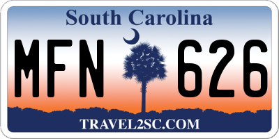 SC license plate MFN626