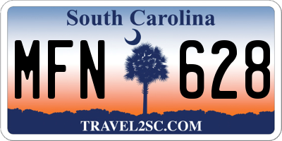 SC license plate MFN628