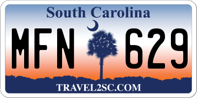 SC license plate MFN629