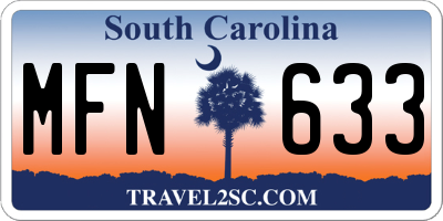 SC license plate MFN633