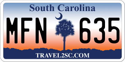 SC license plate MFN635