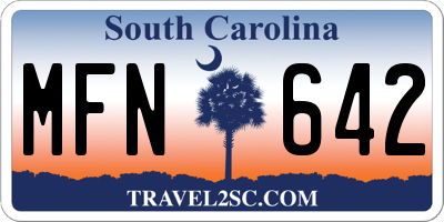 SC license plate MFN642
