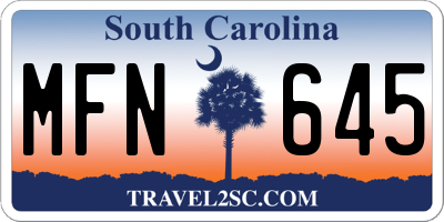 SC license plate MFN645