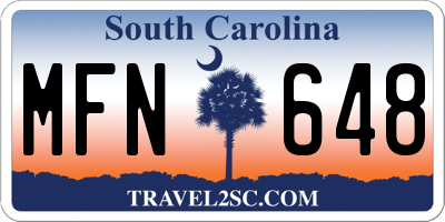 SC license plate MFN648