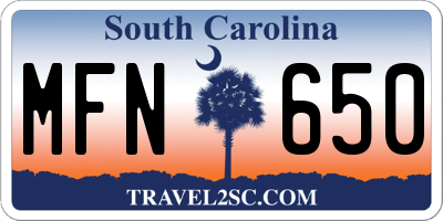 SC license plate MFN650