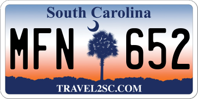SC license plate MFN652