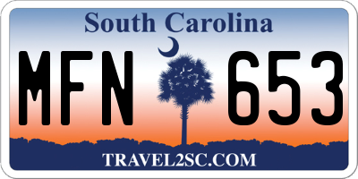 SC license plate MFN653