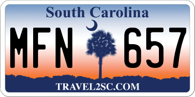 SC license plate MFN657
