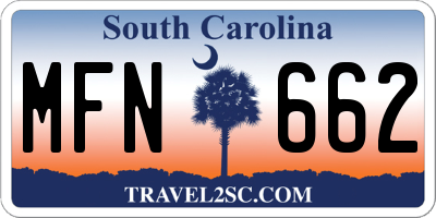 SC license plate MFN662