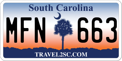 SC license plate MFN663