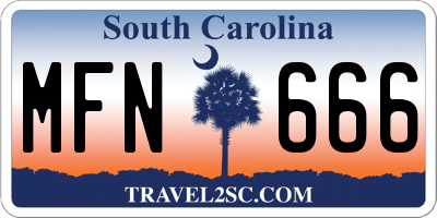 SC license plate MFN666
