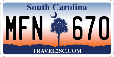 SC license plate MFN670