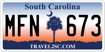 SC license plate MFN673