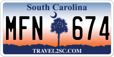 SC license plate MFN674