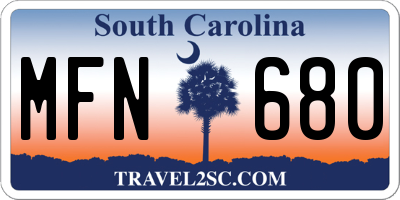 SC license plate MFN680
