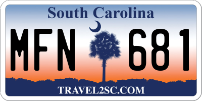 SC license plate MFN681