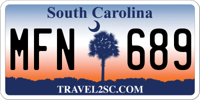 SC license plate MFN689