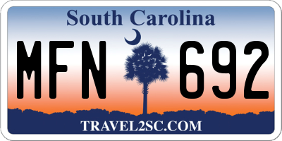 SC license plate MFN692