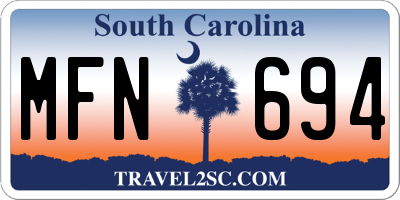 SC license plate MFN694