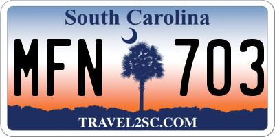 SC license plate MFN703