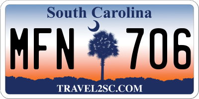 SC license plate MFN706