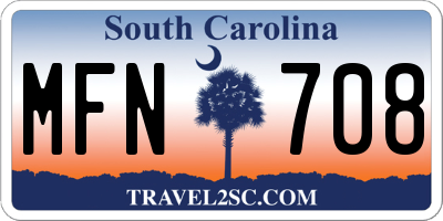 SC license plate MFN708