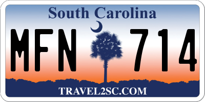 SC license plate MFN714