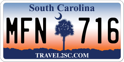 SC license plate MFN716