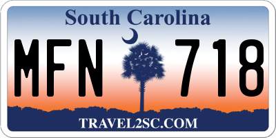 SC license plate MFN718