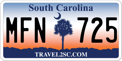 SC license plate MFN725