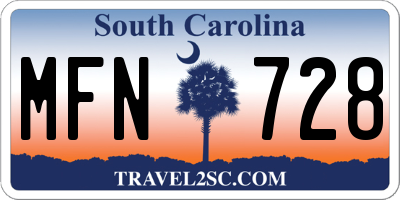 SC license plate MFN728