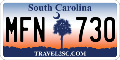 SC license plate MFN730
