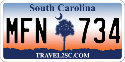 SC license plate MFN734