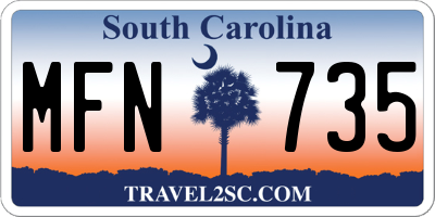 SC license plate MFN735