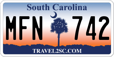 SC license plate MFN742