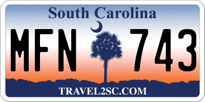SC license plate MFN743