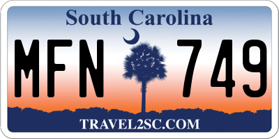 SC license plate MFN749