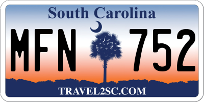 SC license plate MFN752