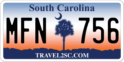 SC license plate MFN756