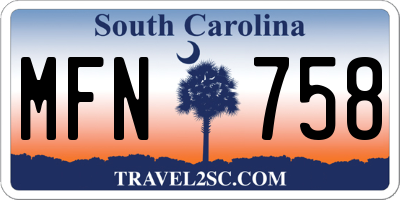 SC license plate MFN758