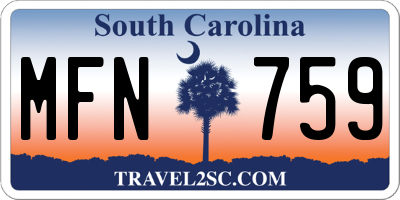SC license plate MFN759