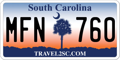 SC license plate MFN760