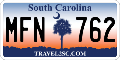 SC license plate MFN762