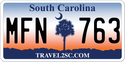 SC license plate MFN763