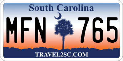 SC license plate MFN765