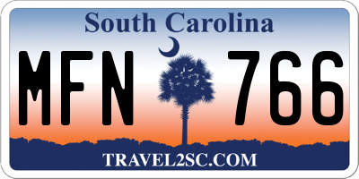 SC license plate MFN766